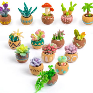 Beginner Succulent Wool Felting 15pc Kit | Portable Travel Stress Relief Toy | Handmade DIY Kits