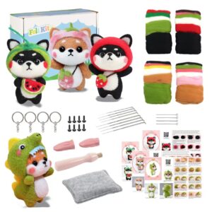 Handmade Cartoon Shiba Inu Dolls 4pcs | Needle Felting Kit