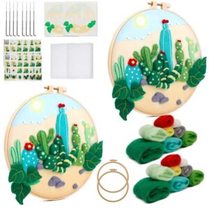 Cactus Embroidery Needle Felting Kit - Hybrid 3D Desert Decor